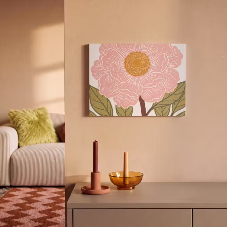 Akoestisch schilderij - Bloemen - Roze - Illustratie - Bloemen - Roze - Illustratie PET vilt klein