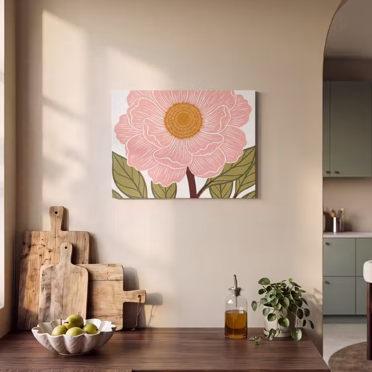Akoestisch schilderij - Bloemen - Roze - Illustratie - Bloemen - Roze - Illustratie PET vilt klein