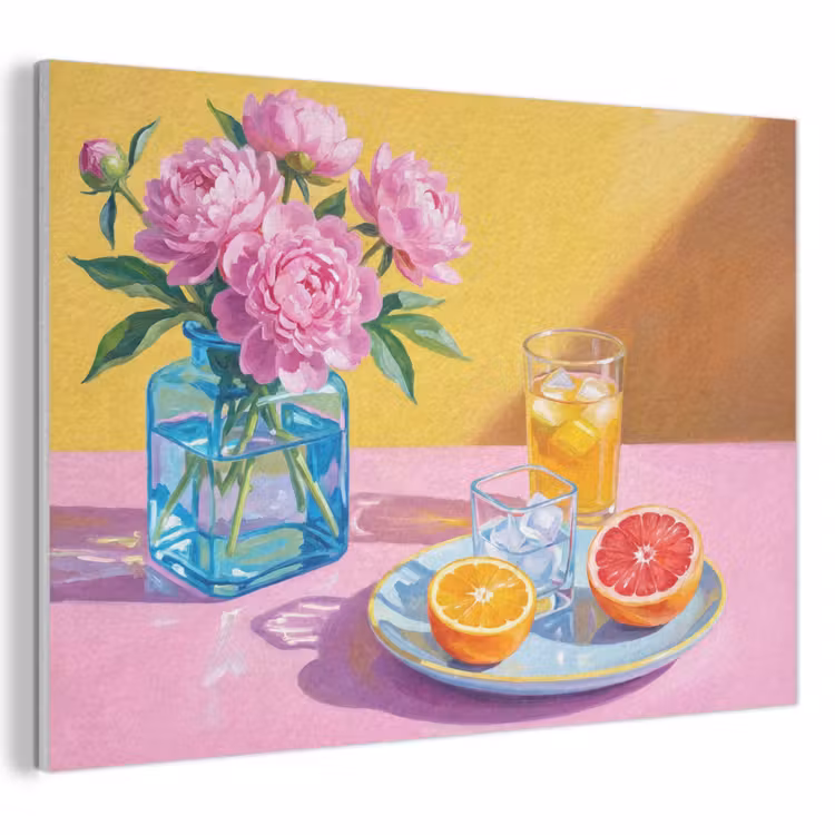 Akoestisch schilderij - Bloemen - Roze - Modern - Bloemen - Roze - Modern PET vilt klein
