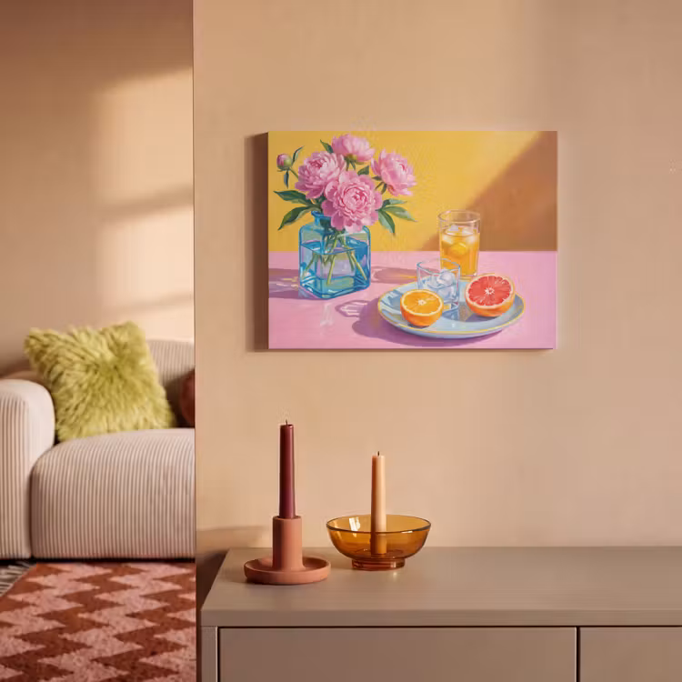 Akoestisch schilderij - Bloemen - Roze - Modern - Bloemen - Roze - Modern PET vilt klein