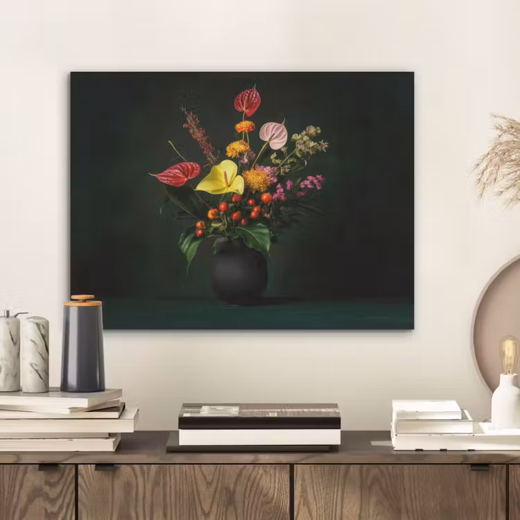 Bloemen - Vaas - Zwart PET vilt klein -sfeer1
