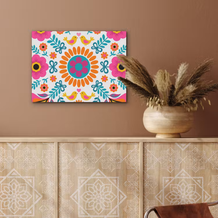 Bloemen - Vogel - Patroon - Kleurrijk - Modern PET vilt klein -sfeer4