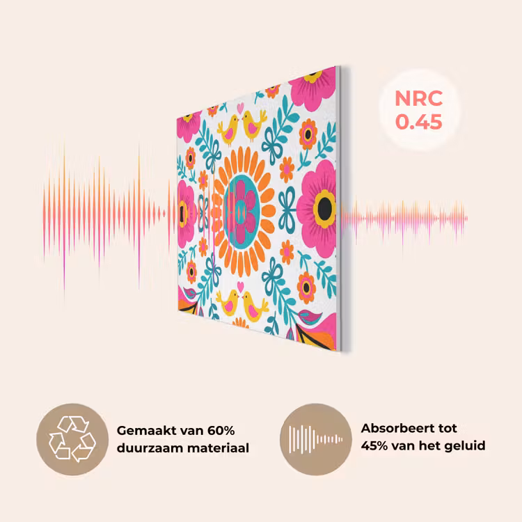 Bloemen - Vogel - Patroon - Kleurrijk - Modern PET vilt klein -USP_NL