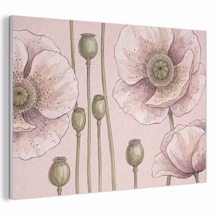 Bloemen - Zomer - Natuur - Aquarel - Roze PET vilt klein -3d