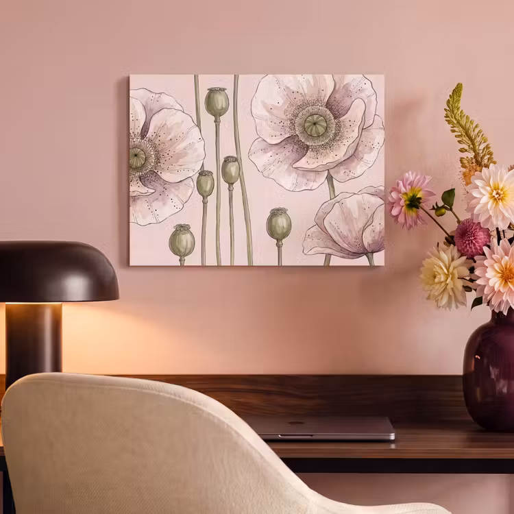 Bloemen - Zomer - Natuur - Aquarel - Roze PET vilt klein -sfeer3