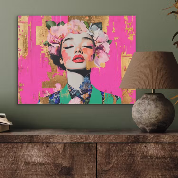 Bloemenkroon - Goud - Vrouw - Portret PET vilt klein -sfeer2