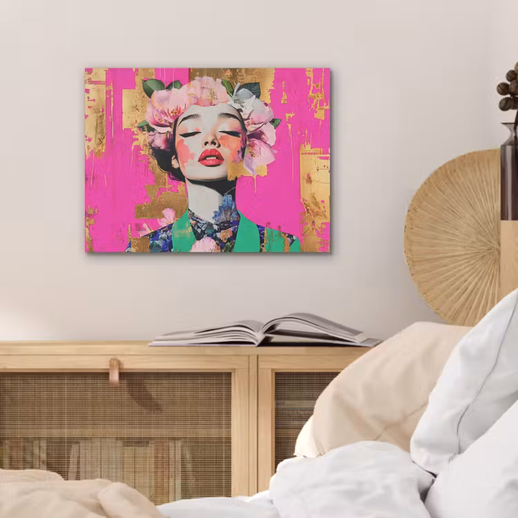 Bloemenkroon - Goud - Vrouw - Portret PET vilt klein -sfeer3