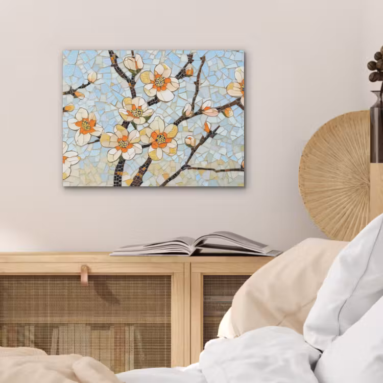 Bloesems - Wit - Mozaïek - Tak PET vilt klein -sfeer3