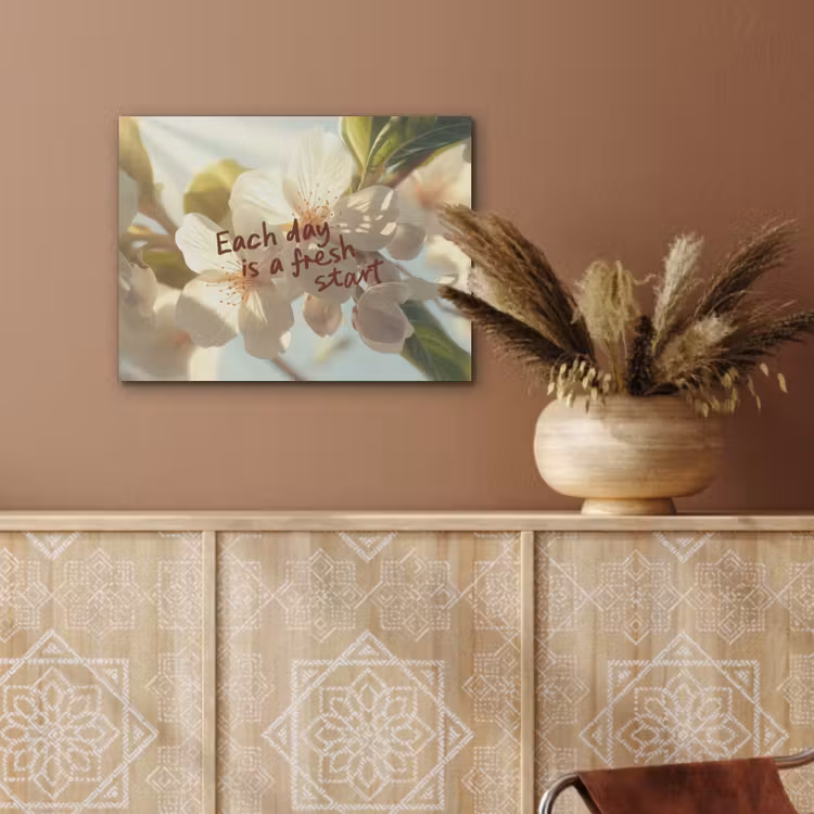 Bloesems - Zonlicht - Quote - Wit PET vilt klein -sfeer4