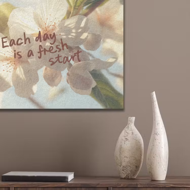 Bloesems - Zonlicht - Quote - Wit PET vilt klein -sfeer6_closeup