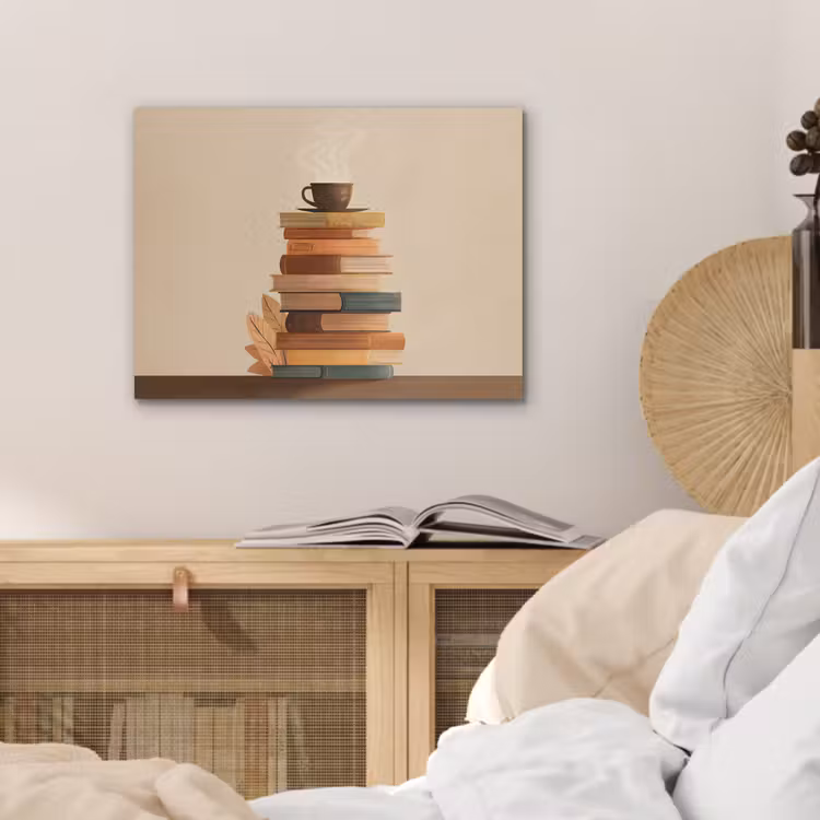 Boeken - Toren - Koffie - Beige PET vilt klein -sfeer3