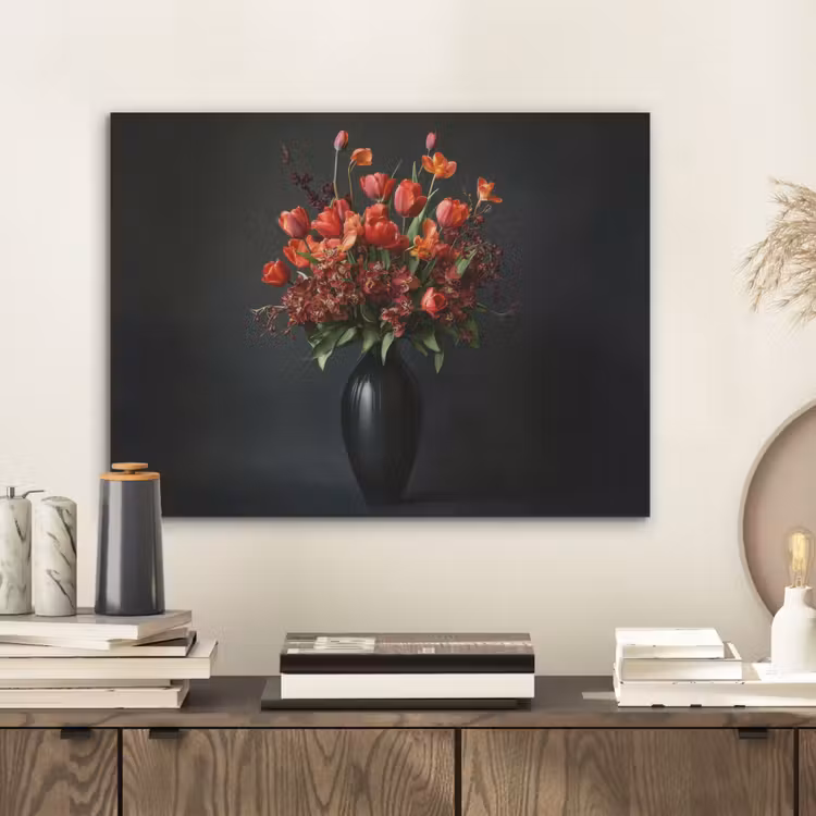 Boeket - Tulpen - Vaas - Rood PET vilt klein -sfeer1