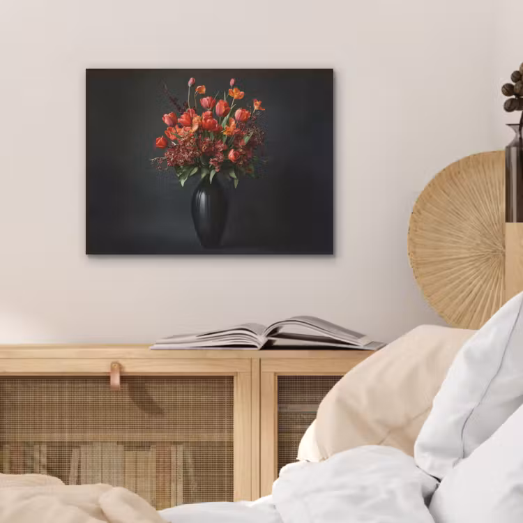 Boeket - Tulpen - Vaas - Rood PET vilt klein -sfeer3