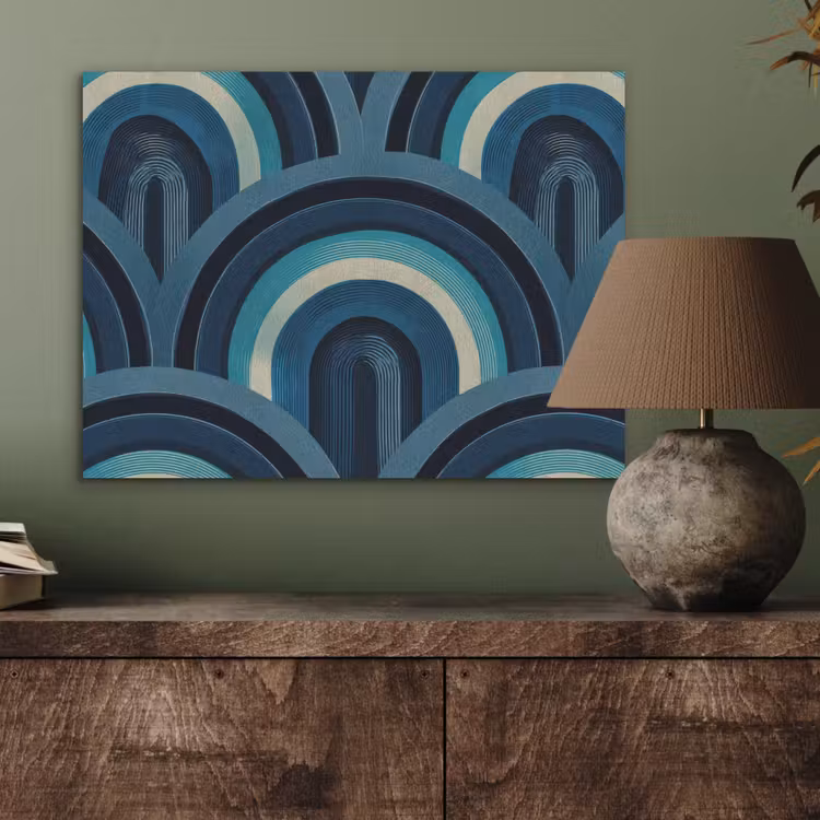 Bogen - Geometrisch - Patroon - Blauw - Retro PET vilt klein 837 -sfeer2