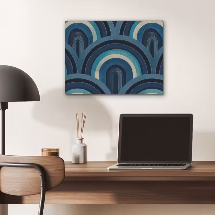 Bogen - Geometrisch - Patroon - Blauw - Retro PET vilt klein 837 -sfeer5