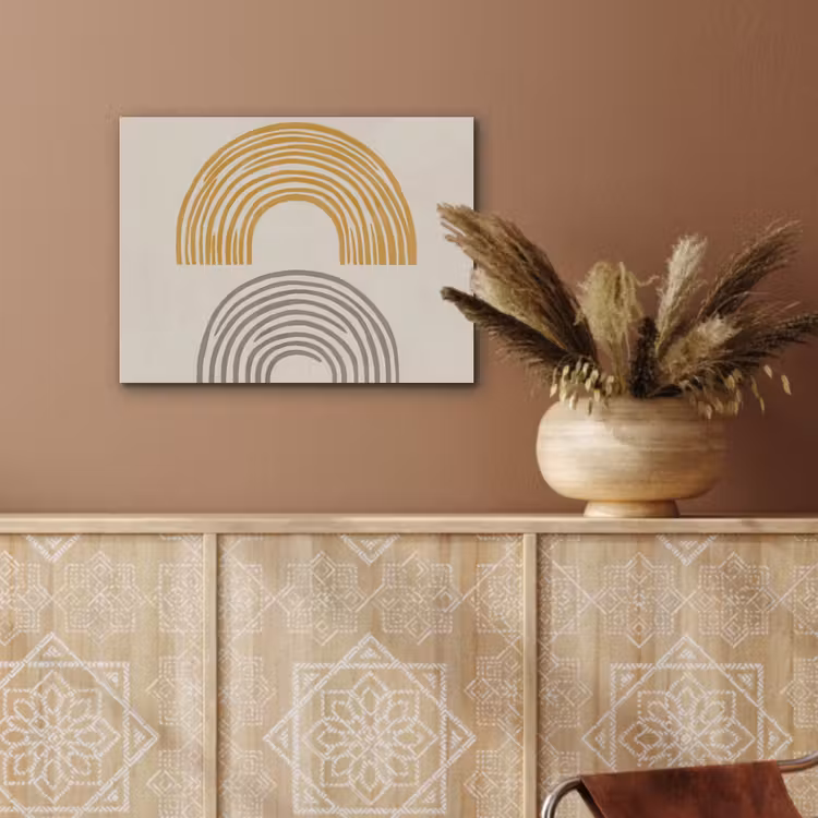 Bogen - Lijnen - Oranje - Minimalistisch PET vilt klein -sfeer4