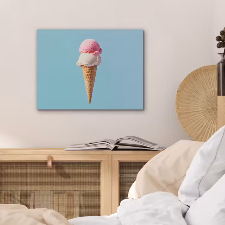 Bolletjes - Schepijs - Hoorntje - Blauw PET vilt klein -sfeer3