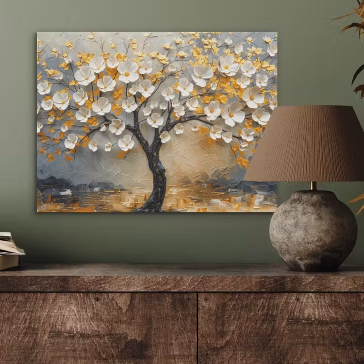 Boom - Bloemen - Goud - Beige PET vilt klein -sfeer2
