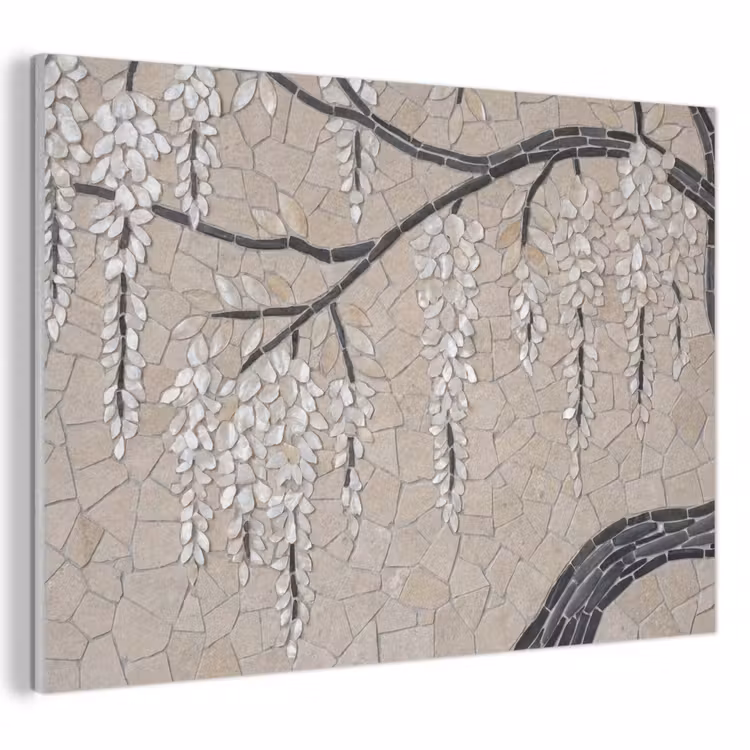 Boom - Bloemen - Mozaïek - Kunst - Wit PET vilt klein -3d