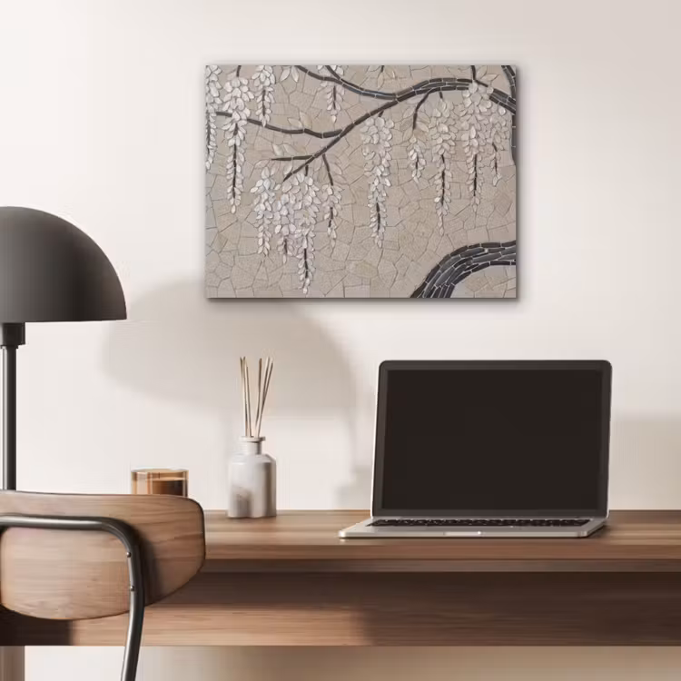 Boom - Bloemen - Mozaïek - Kunst - Wit PET vilt klein -sfeer5