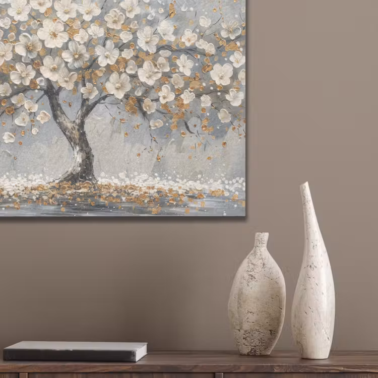 Boom - Bloemen - Wit - Natuur - Kunst PET vilt klein -sfeer6_closeup