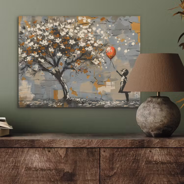 Boom - Graffiti - Banksy Style - Balloon Girl PET vilt klein -sfeer2