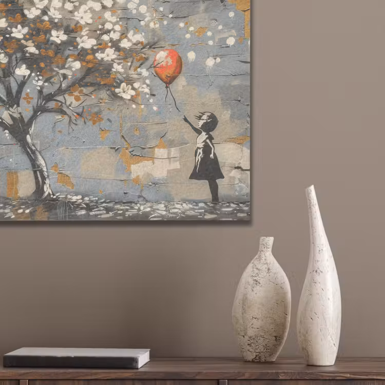 Boom - Graffiti - Banksy Style - Balloon Girl PET vilt klein -sfeer6_closeup