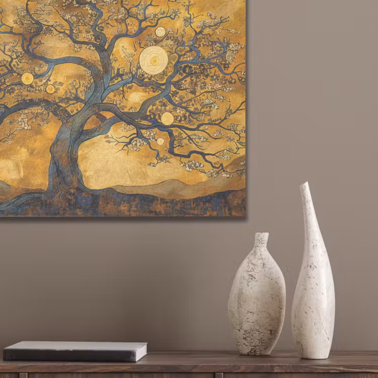 Boom - Levensboom - Abstract - Goud PET vilt klein -sfeer6_closeup