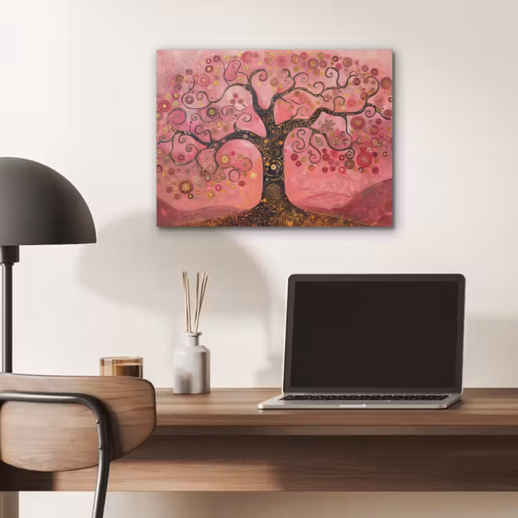 Boom - Levensboom - Roze - Goud PET vilt klein -sfeer5