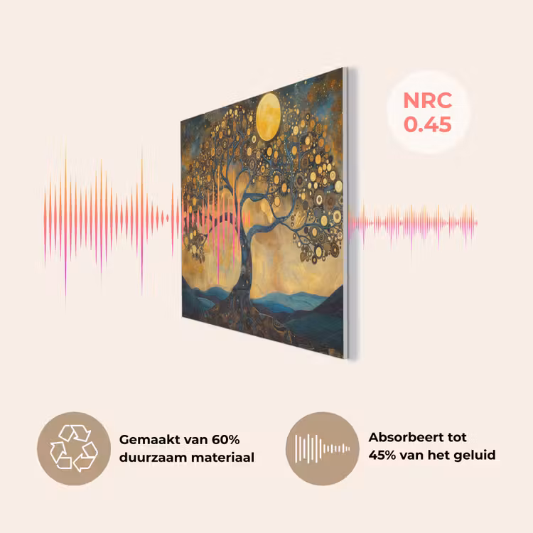 Boom - Maan - Bloemen - Goud - Kunst PET vilt klein -USP_NL