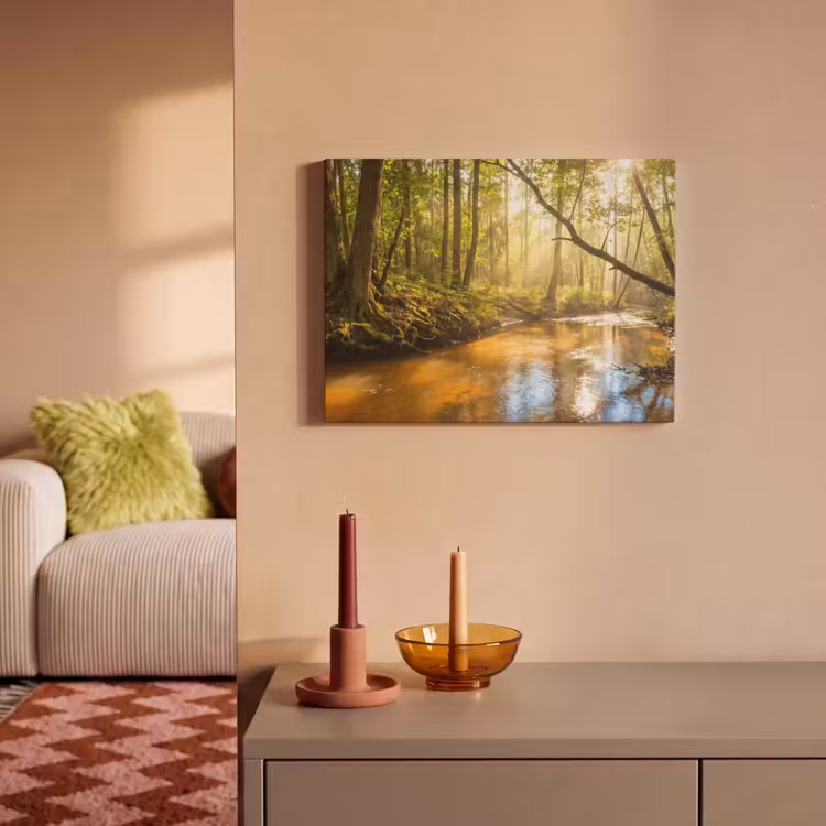 Bos - Beek - Zonlicht - Natuur - Groen PET vilt klein -sfeer1