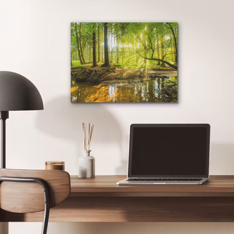 Bos - Landschap - Water - Bomen - Zon - Groen - Natuur PET vilt klein -sfeer5