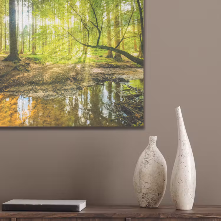 Bos - Landschap - Water - Bomen - Zon - Groen - Natuur PET vilt klein -sfeer6_closeup