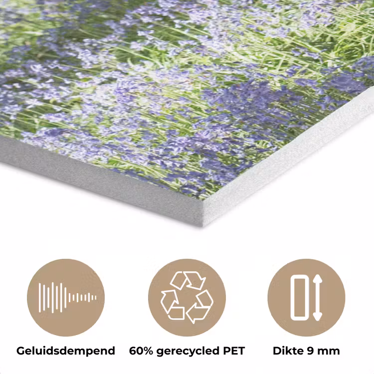 Bos - Pad - Bloemen - Paars - Groen - Natuur PET vilt klein -closeup_NL