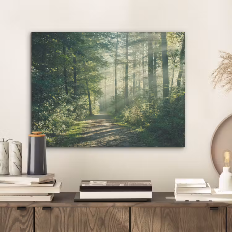 Bos - Pad - Zon - Bomen - Groen - Natuur PET vilt klein -sfeer1
