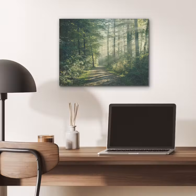 Bos - Pad - Zon - Bomen - Groen - Natuur PET vilt klein -sfeer5