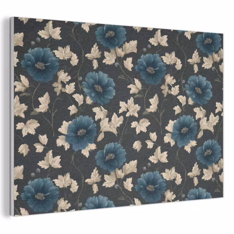 Botanisch - Bloemen - Blauw PET vilt klein 837 -3d