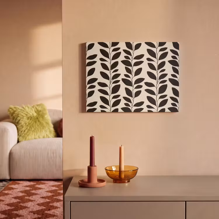 Botanisch - Dessin - Zwart - Beige PET vilt klein 837 -sfeer1