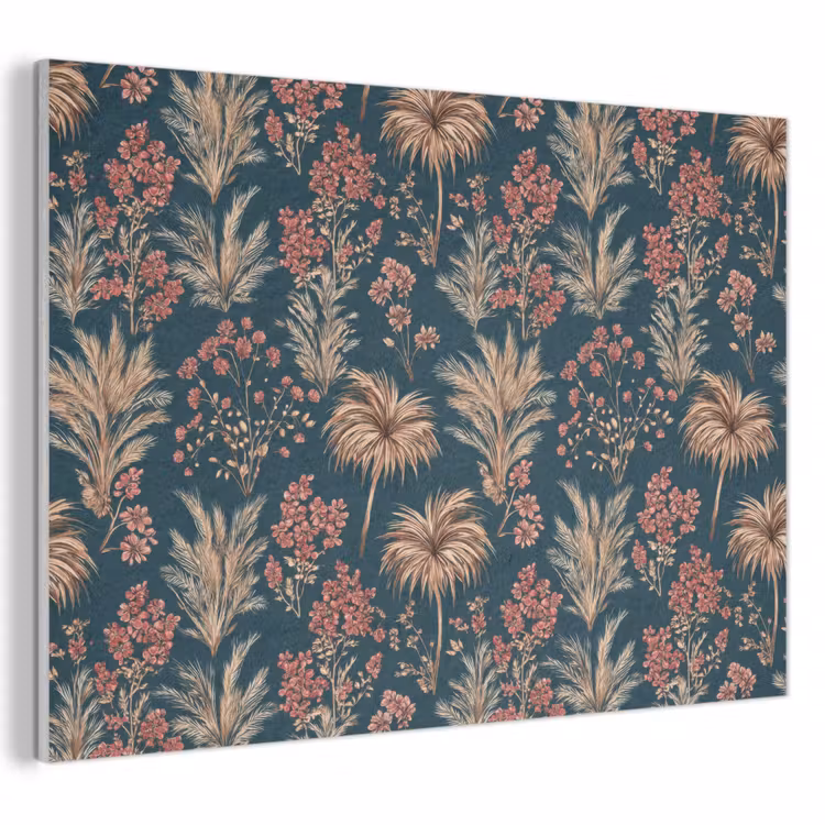 Botanisch - Patroon - Blauw PET vilt klein 837 -3d