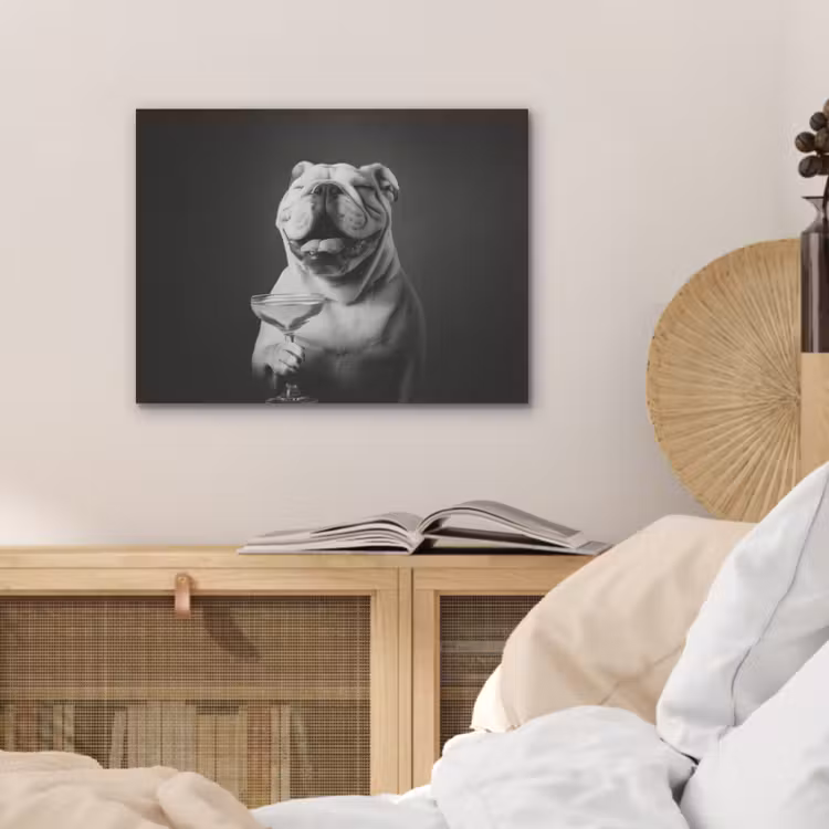 Buldog - Hond - Glas PET vilt klein -sfeer3