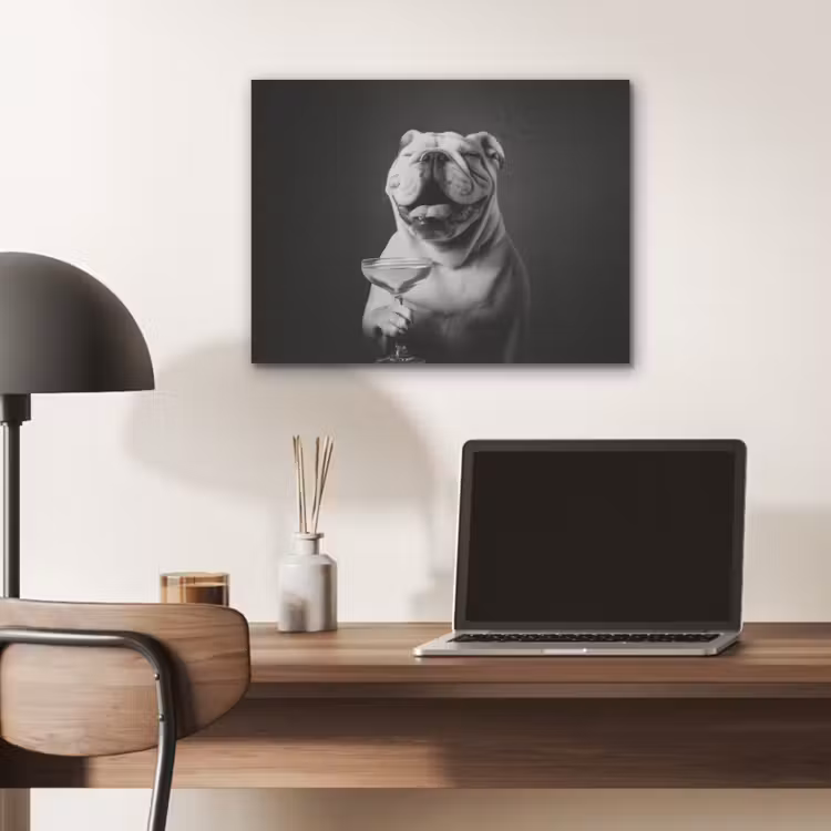 Buldog - Hond - Glas PET vilt klein -sfeer5
