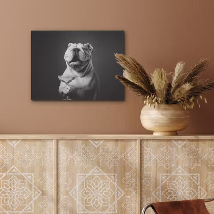 Buldog - Hond - Glas PET vilt klein -sfeer4