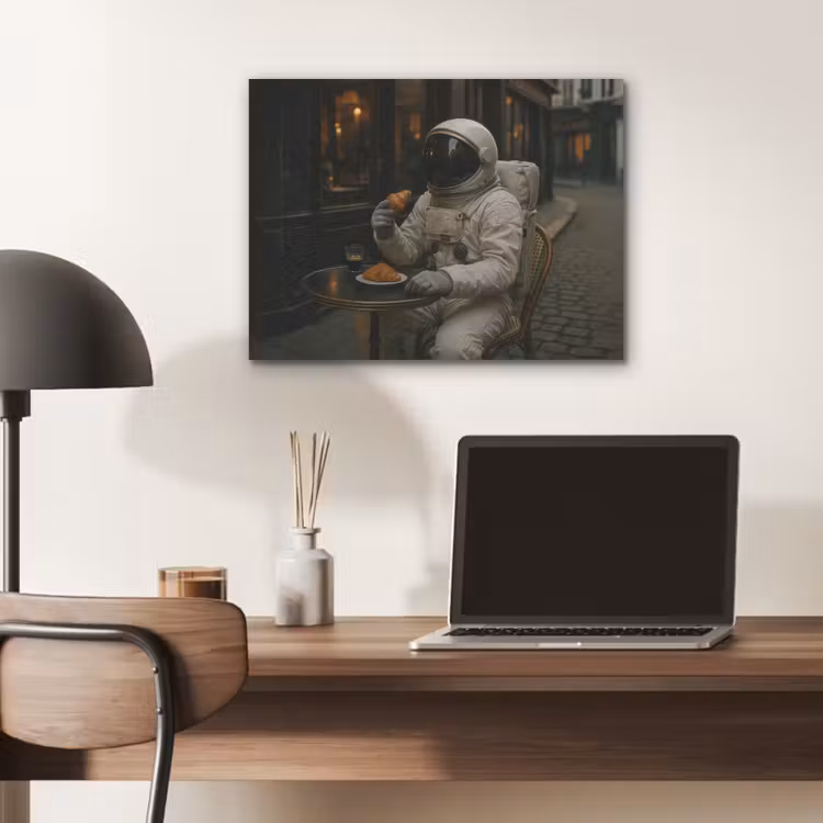 Café - Croissant - Koffie - Astronaut PET vilt klein -sfeer5