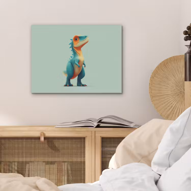 Cartoon - Dino - Oranje - Stekels PET vilt klein -sfeer3