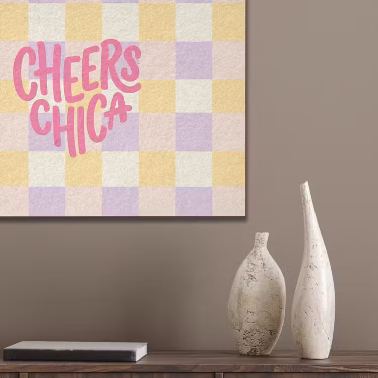 Cheers Chica - Ruitjes - Lila - Geel PET vilt klein -sfeer6_closeup