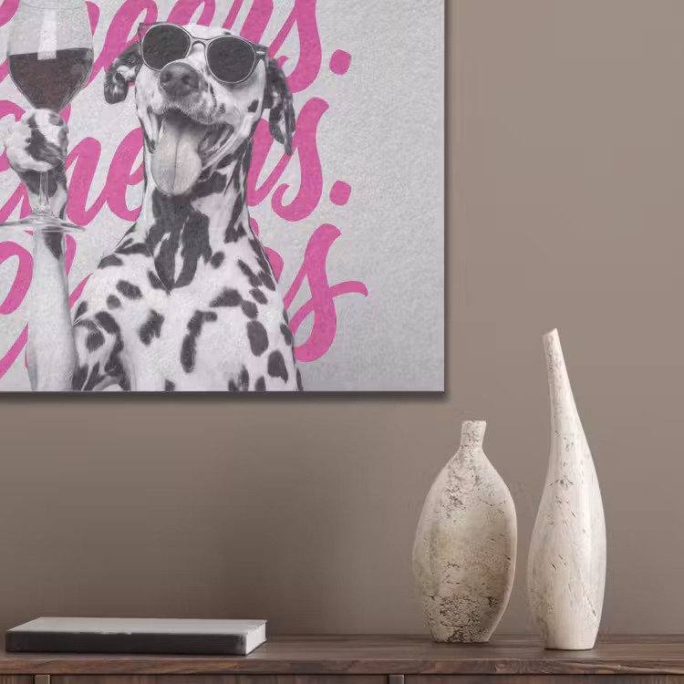 Cheers - Hond - Roze - Wijn PET vilt klein -sfeer6_closeup