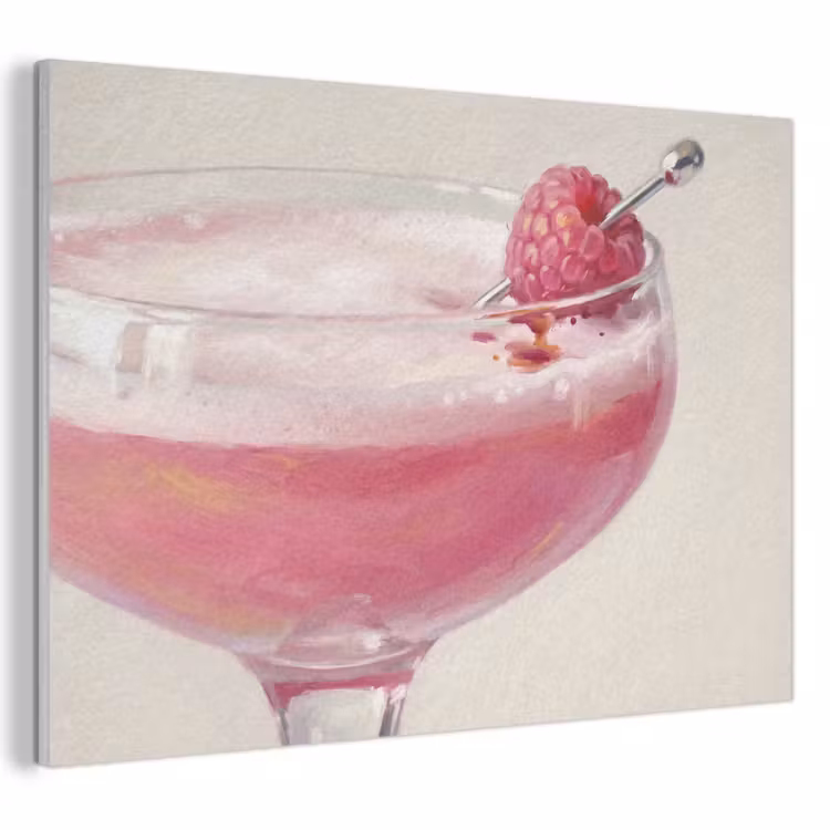 Cocktail - Framboos - Drank - Modern - Roze PET vilt klein -3d