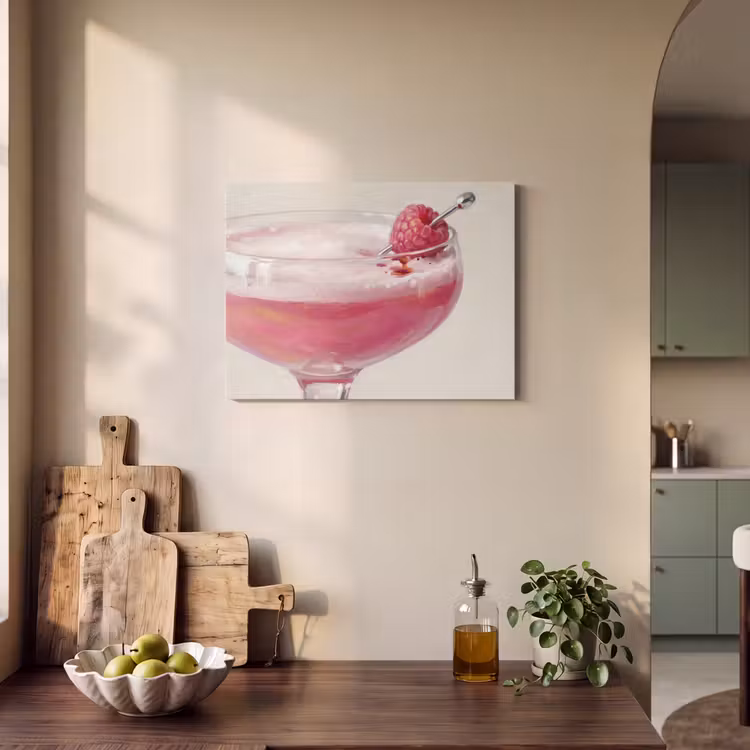 Cocktail - Framboos - Drank - Modern - Roze PET vilt klein -sfeer2
