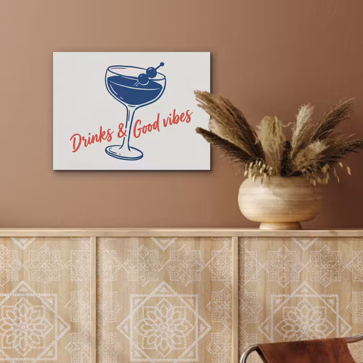 Cocktail - Glas - Illustratie - Blauw - Wit PET vilt klein -sfeer4