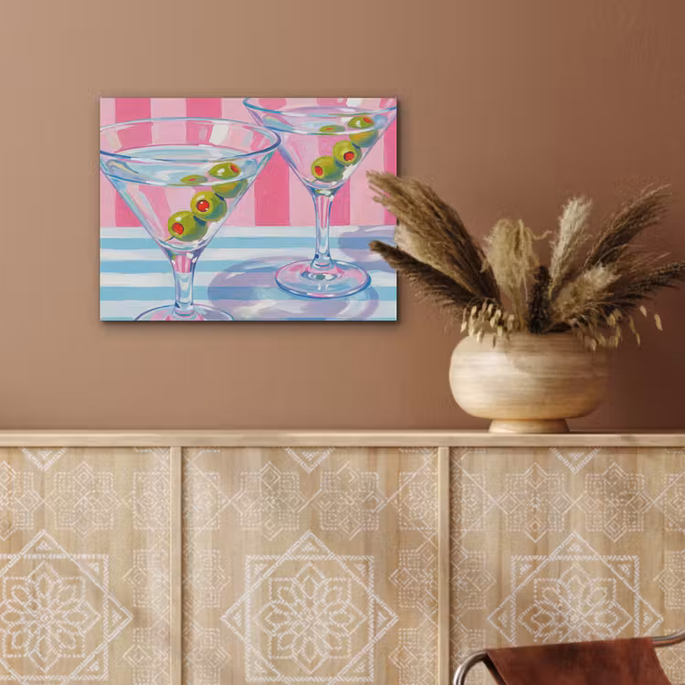 Cocktail - Olijven - Kunst - Modern - Roze PET vilt klein -sfeer4